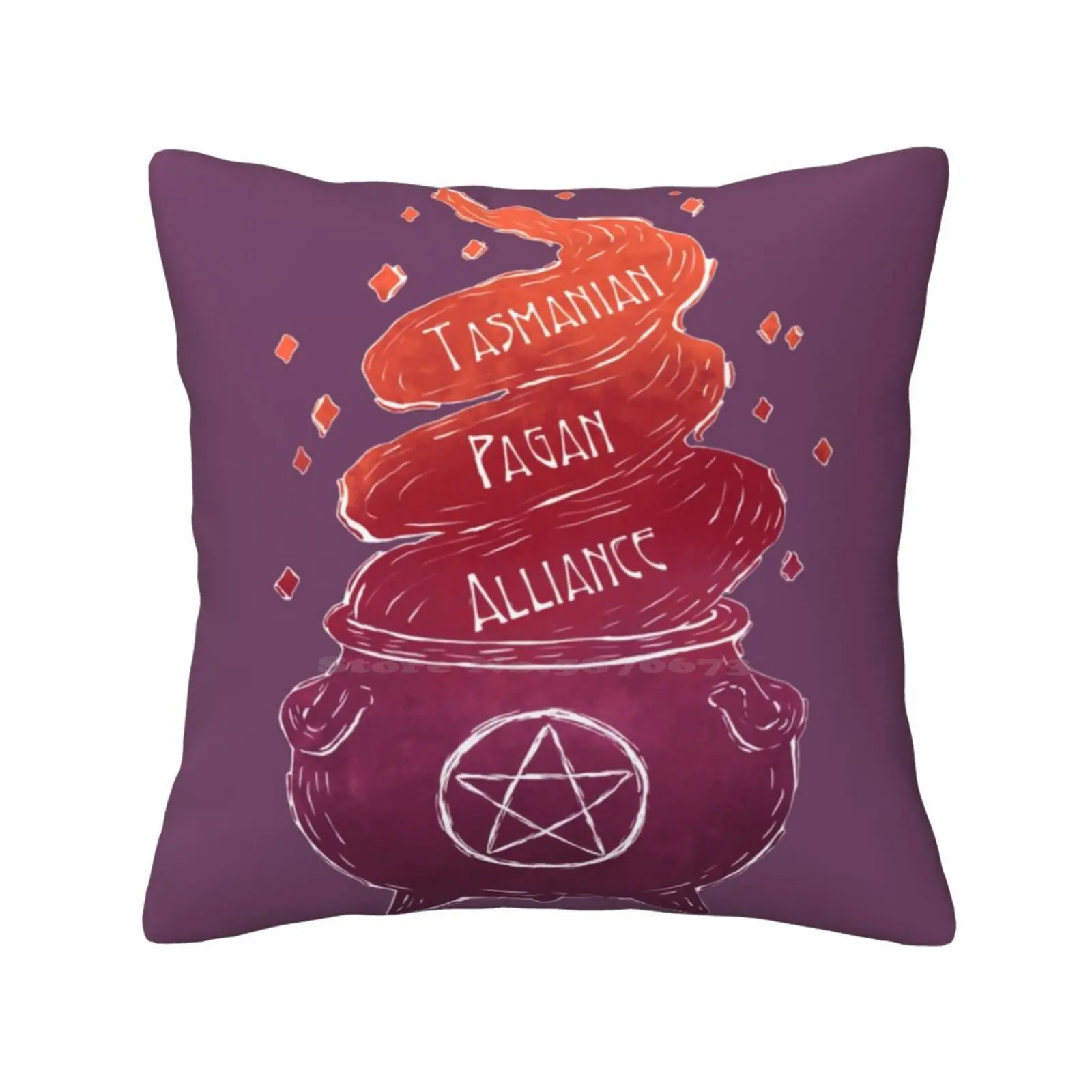 Cauldron Red Pillowslip Pillowcase Tasmania Australia Pagan Witch Wicca Spirituality Druid Magic Nature Cauldron