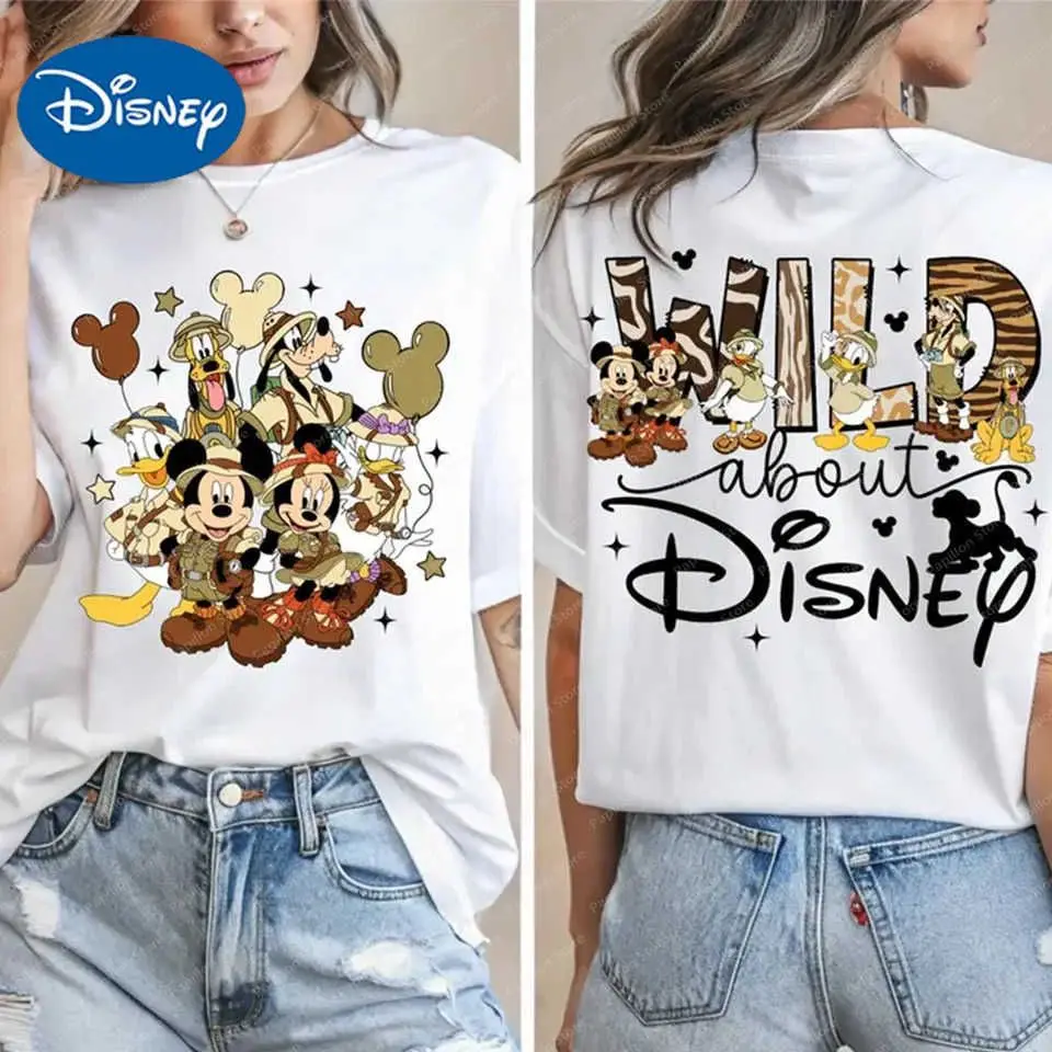 

Футболка Disney Animal Kingdom Mickey Safari, толстовка с изображением Короля Льва, хлопковая женская футболка Mickey Friends Wild About Minnie