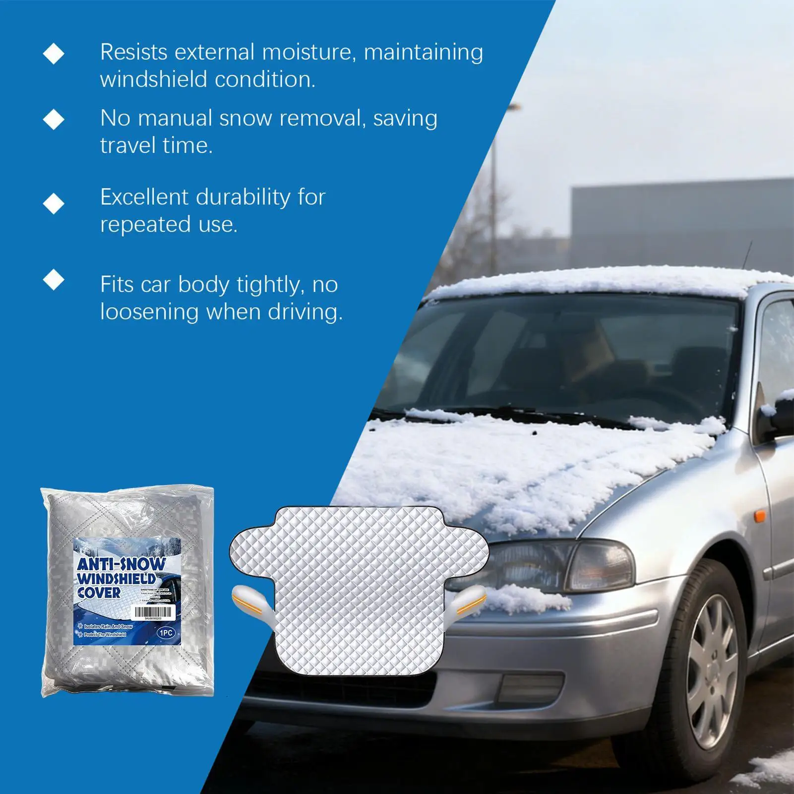 

Windshield Cover Waterproof Windproof Foldable Frost Shielding Windshield Cover For Snow For Winter Frost Rain Sun Exterior