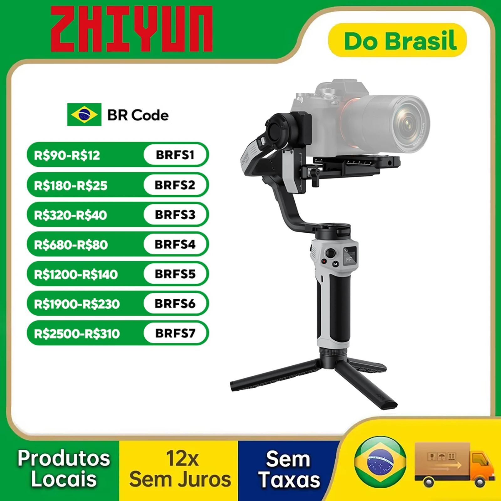 【Do Brasil】ZHIYUN CINEPEER WEEBILL 3E 3-Axis Handheld Camera Gimbal Estabilizador para Câmeras DSLR Mirrorless para Canon/Nikon/Sony/Lumix