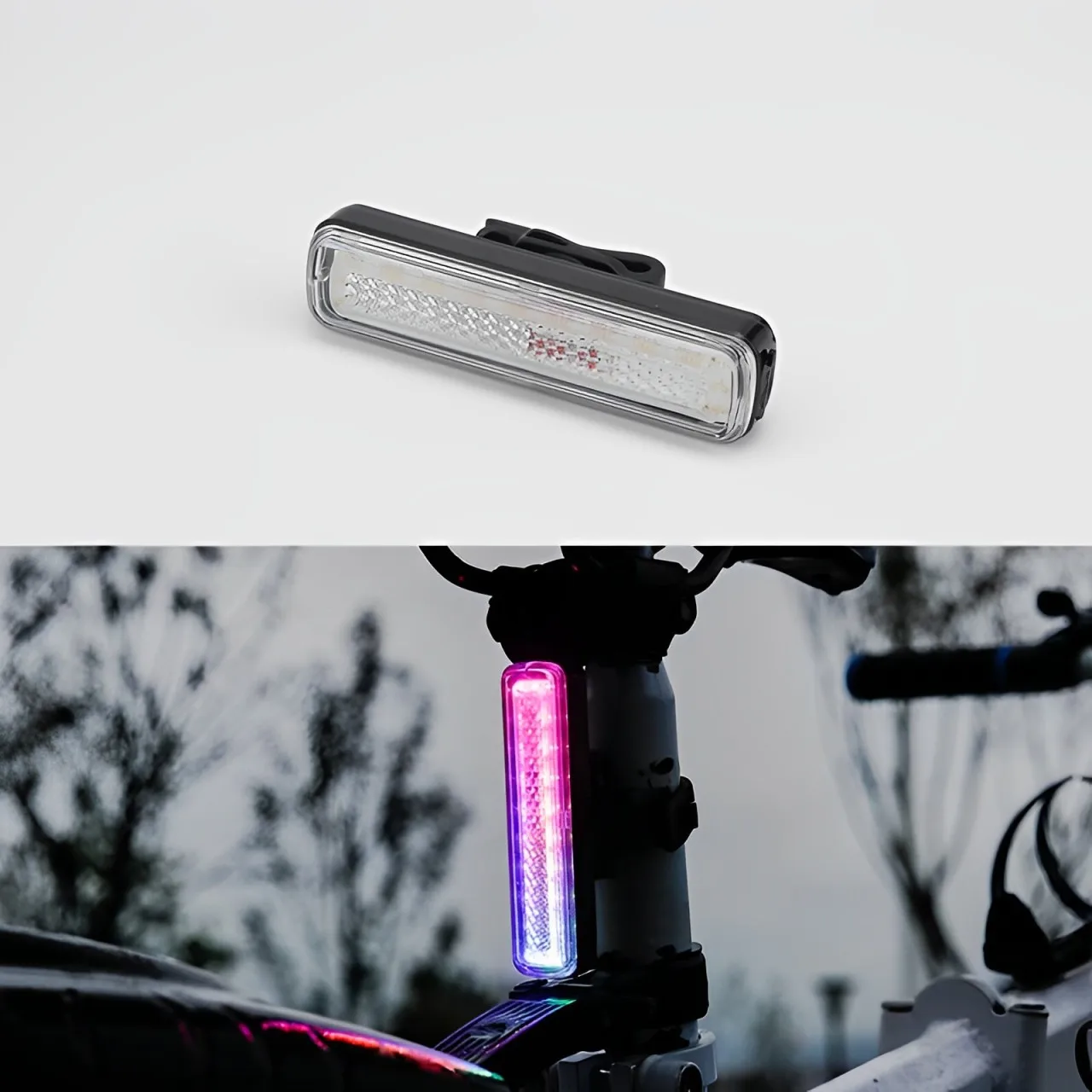 RGB Bike Tail Light 750 mAh Bicycle Lights Memory Mode Rainbow LED Warning USB Waterproof Helmet Scooter Rear Taillight