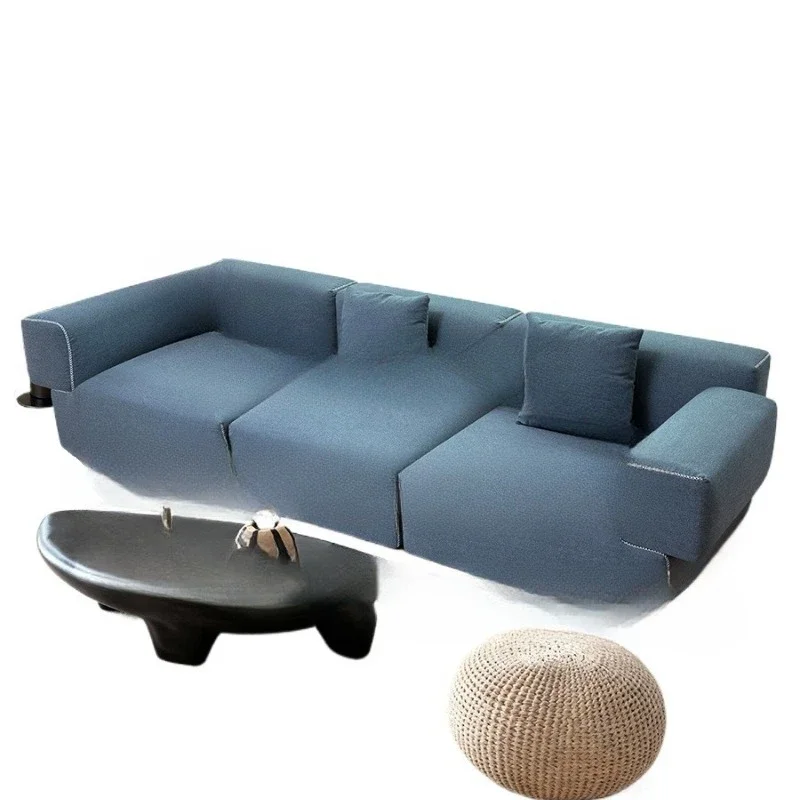 Sofa, small apartment, three-seater cotton and linen inline row, modern simple square sofa combination