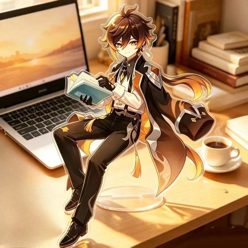 Game Yuan Shen Acrylic Plaque Furina Zhongli Flins Columbina Acrylic Standing Sign Model Anime Decoration Fans Collect Keychain