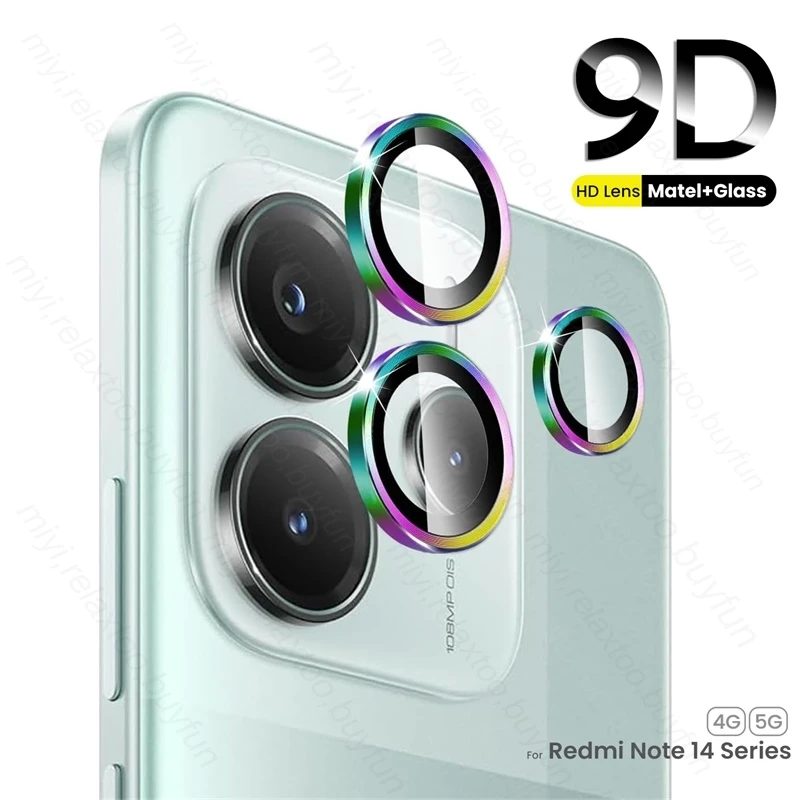 9D Camera Protector Glass For Redmi Note 14 5G 4G Lens Metal Ring Protective Cap Case ﻿On Redmy Note 14 Pro Note14 Note14Pro