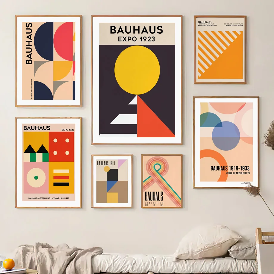 Bauhaus Expo Geometric Design Abstract Line Art Posters And Prints Canvas Wall Decoration Home Paintings For Living Room Decor