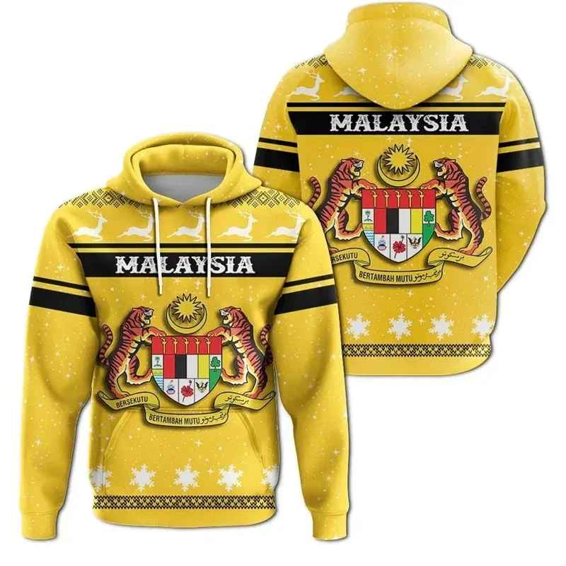 

3D Printed Malaysian Flag Hoodies Men National Emblem Graphic Pullovers Fashion Casual Long Sleeve Hooded Sweatshirts Streetwear