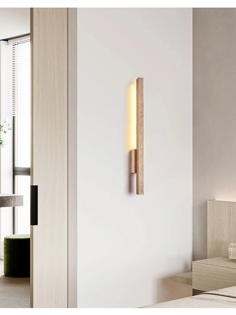 Minimalist Design Long Strip Shaped Home Decoration Wall Lamp Wabi Sabi Warm Led Stone Lighting In Room Corridors Stairs