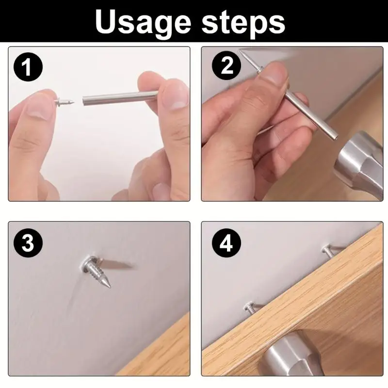 100/50Pcs Double Headed Nail Skirting Board With 1 Sleeve Rust-Proof Nails Wood No Trace Fixator Woodworking Tools
