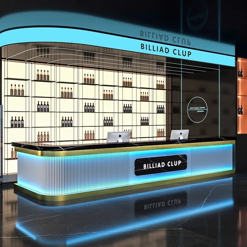 Modern billiard hall dedicated bar checkout page e-sports internet cafe front desk clear bar bistro corner cashier reception des