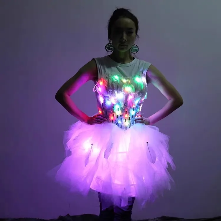 

Свадебное платье LED Princ Par Ball Gown с пышной юбкой из органзы для бара, ночного клуба, создания праздничной атмосферы