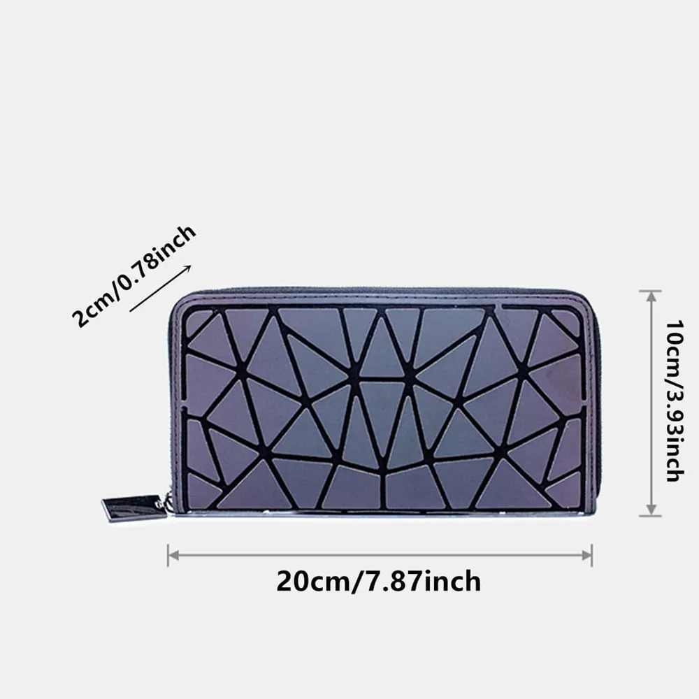 Fashion Luminous  long zipper wallet for women.Geometric rhombus cell phone wallet/multi-card credit card holder and coin purse