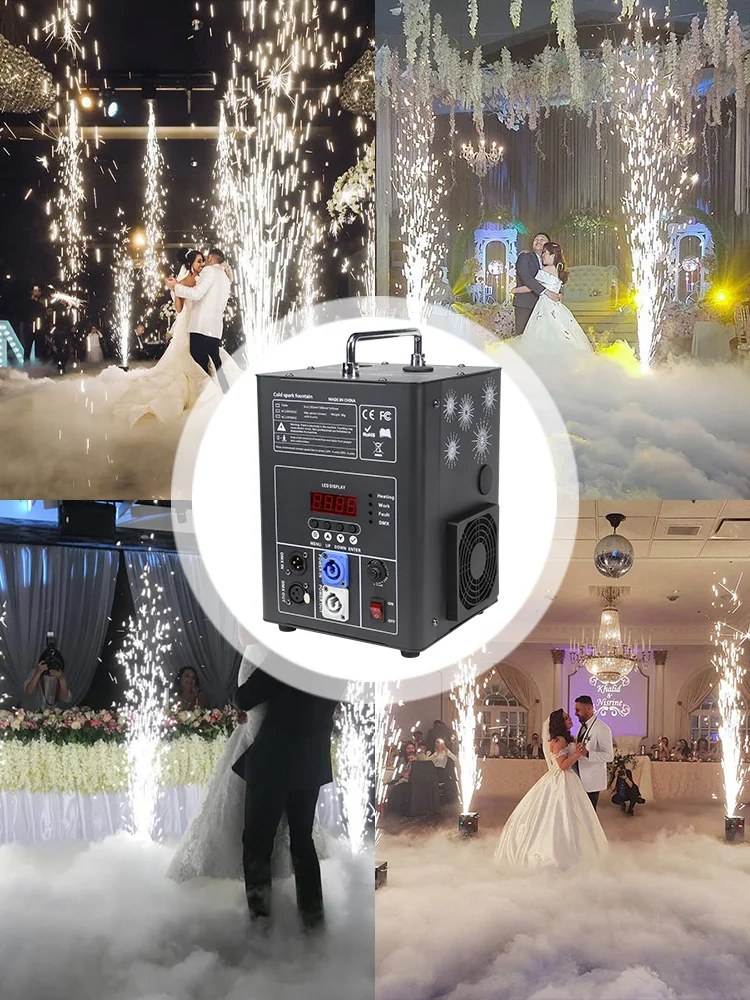 Machine à étincelles froides avec poignée, effet de fontaine d'étincelle de scène 650W, télécommande DMX, écran numérique