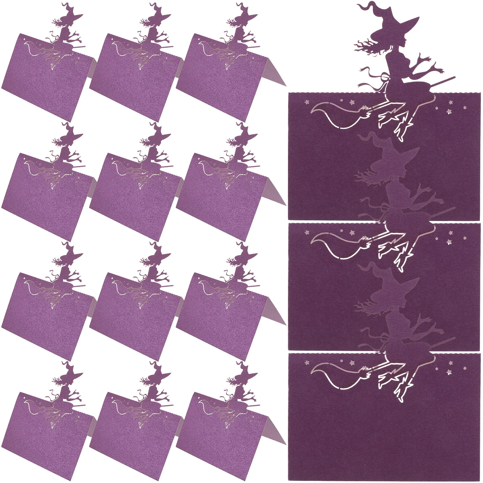 

50pcs Witch Halloween Seating Place Cards Table Name Number Cards for Wedding Party Banquet Dinner Event Paper Seat Numbers
