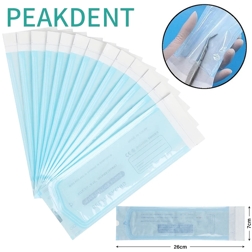 200Pcs/Box Dental Disposable Sterile Bag Ziplock Pocket Dentist Tools Sterilized Pouch Bags Puncture Self-sealing Tattoo Supply