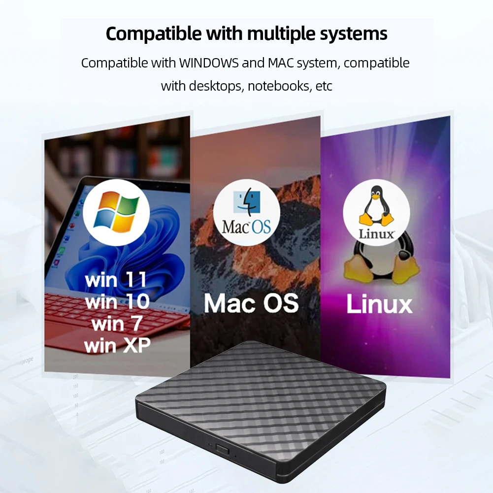 Unidad óptica externa delgada para ordenador portátil y PC, lector de CD, DVD, RW, USB 3,0, grabadora de transferencia de datos, TF, SD