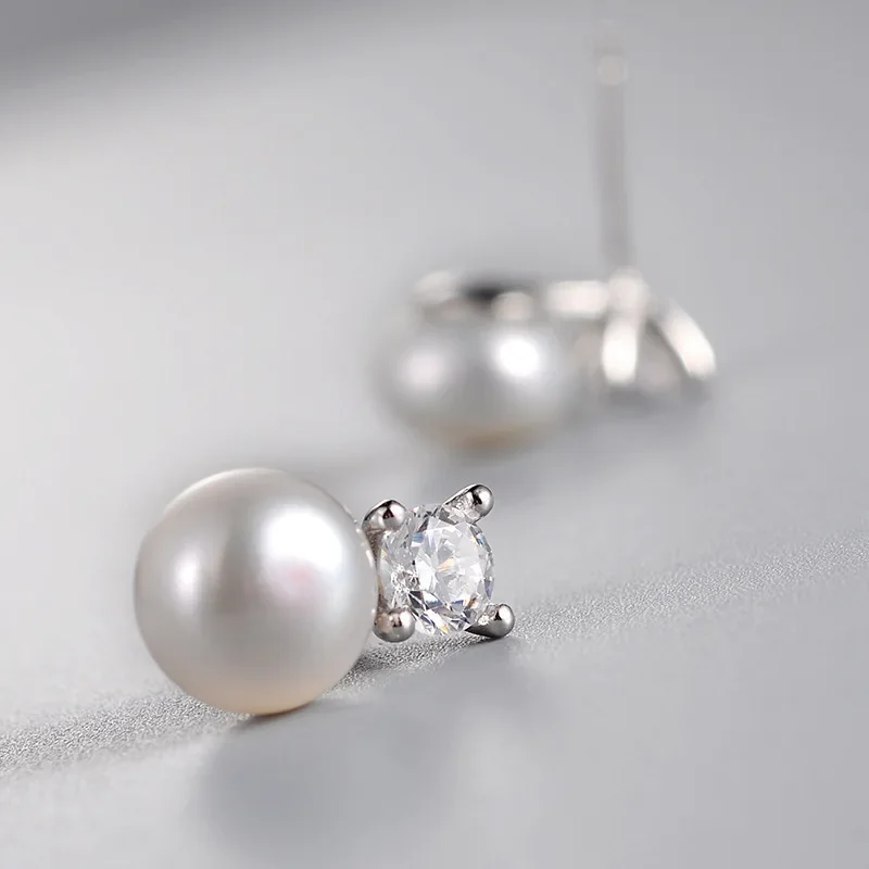 New Hot Fashion 925 Sterling Silver Pearl zircon Earrings for Women Girls Gift Fashion Statement Jewelry