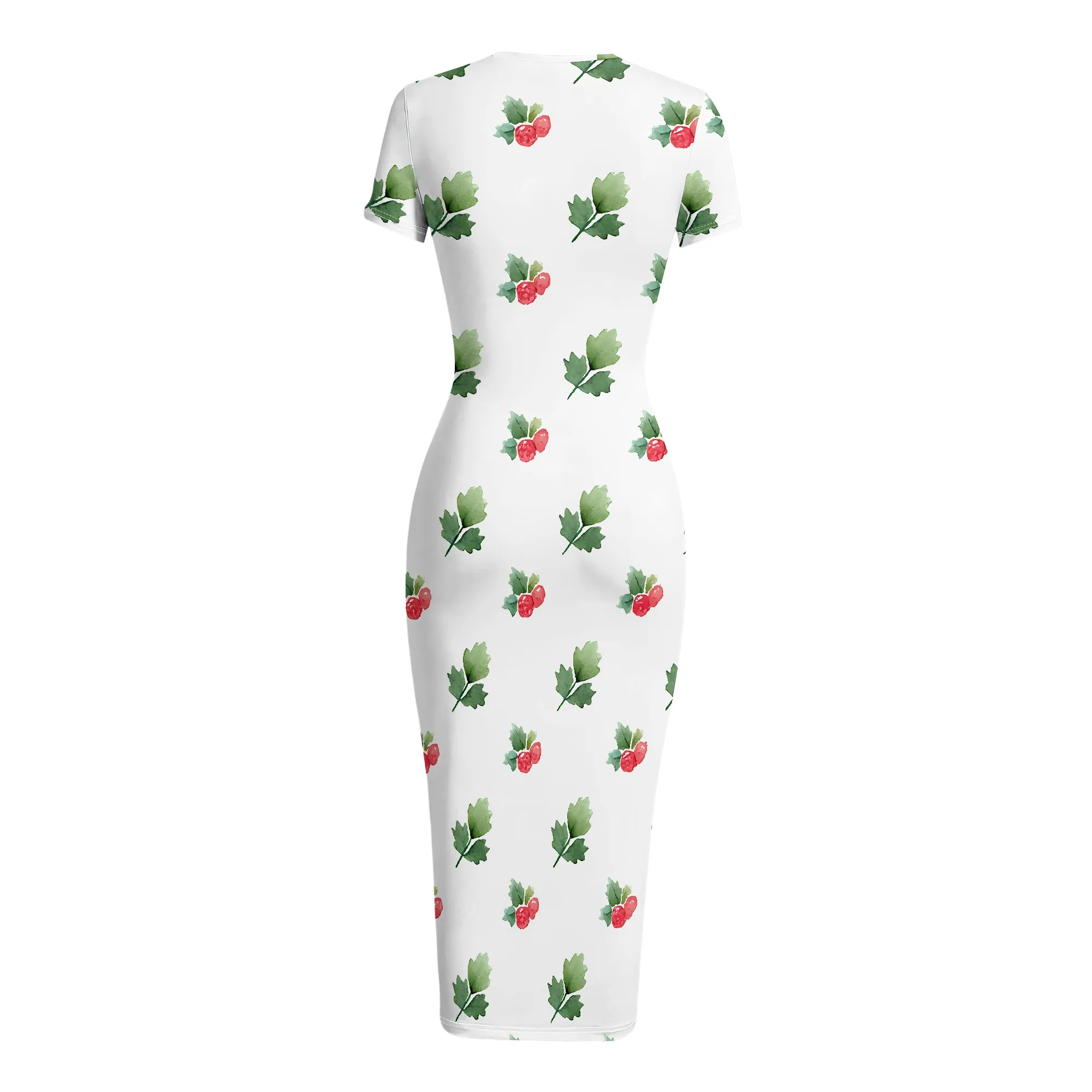 Leaf Print Dress, Short Sleeve Bodycon Midi, Summer Floral Pattern, Casual Party Wear, Women's Fashion S-2XL