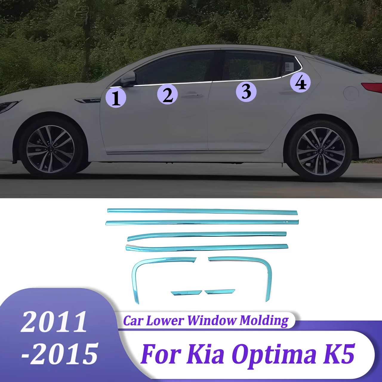 

Stainless Steel Window Decoration Molding Trim Strip Auto Exterior Protection Sticker Accessories For Kia Optima K5 2011-2015