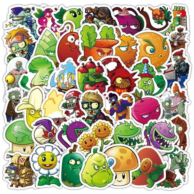 100 Uds. Plantas de personalidad de dibujos animados vs. Zombies, pegatinas decorativas para garabatos creativos PVZ
