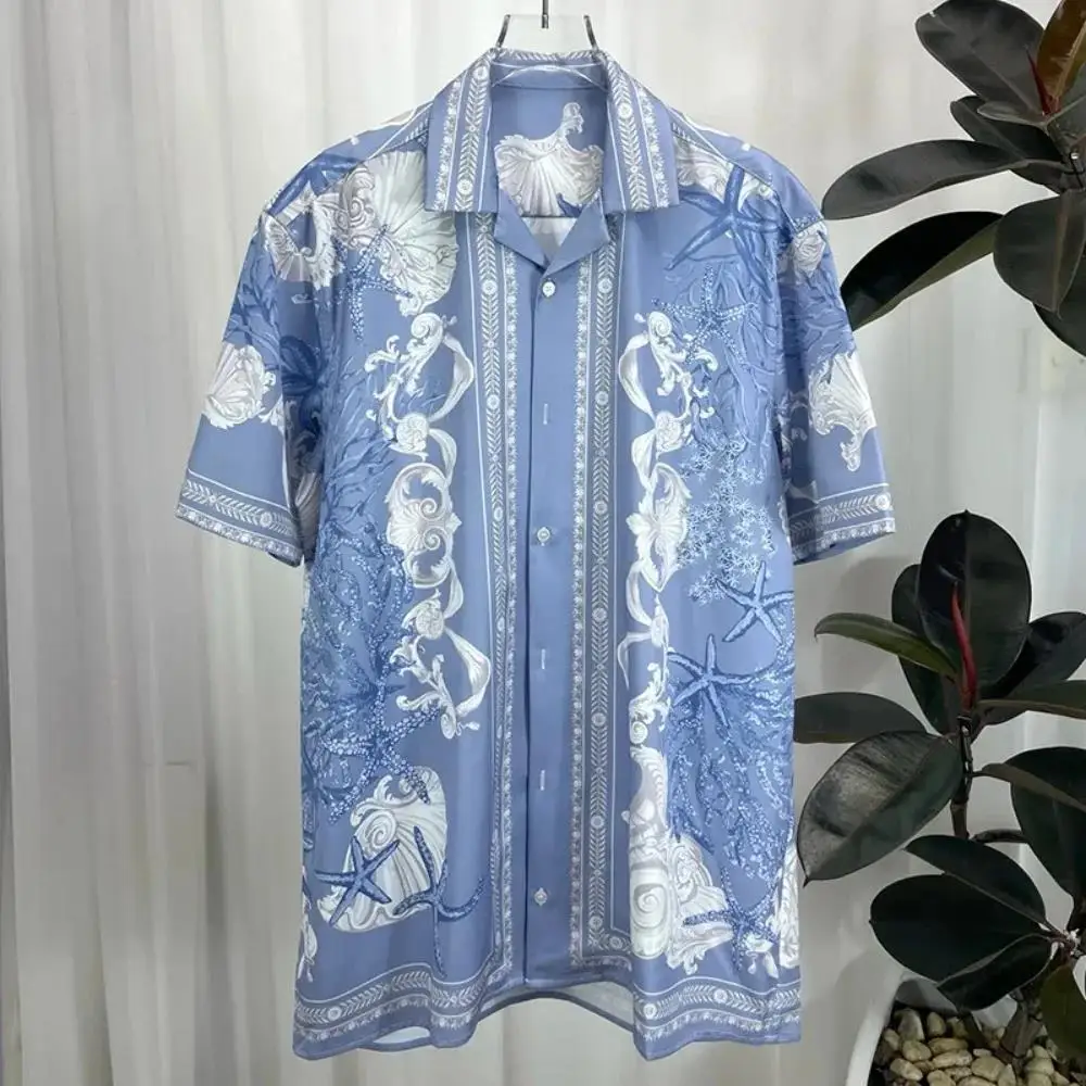 

Summer 3D Printed Short Sleeved Shirt Casual Travel Single Piece Hawaiian Shirt Retro Men's Button Up Beach Shirt Tops