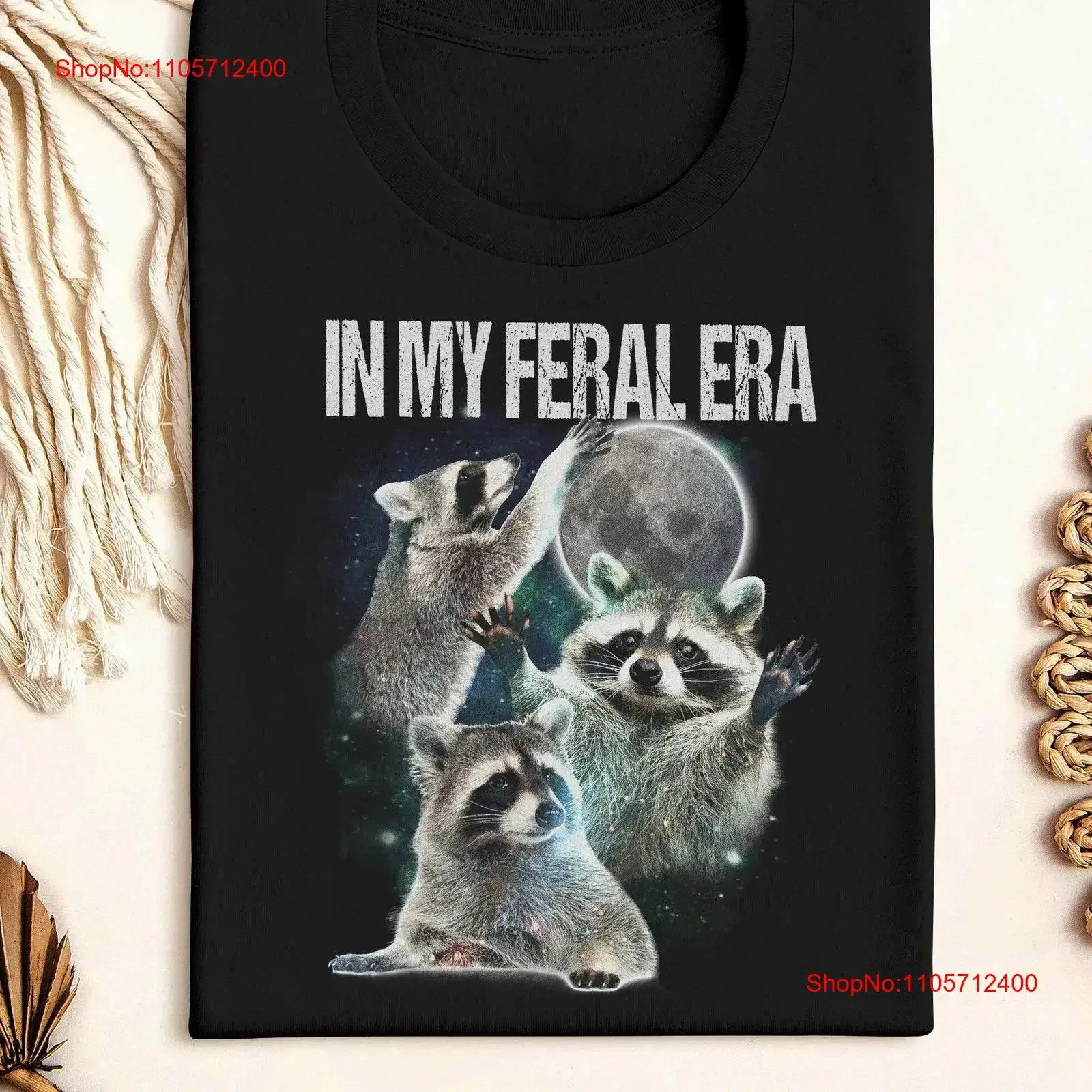 In My Feral Era Raccoon T Shirt Racoons Howling At The Moon Funny s vintage Washed Unisex Stylish Versatile graphic Soft