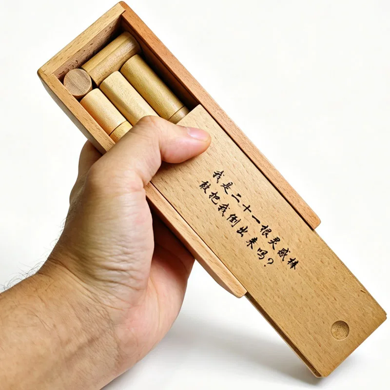 

Cleverly Place Wooden Sticks Puzzles Box Brain Teaser Problem Solving Toys Educational Gifts For Kids Adults IQ Challenge Games