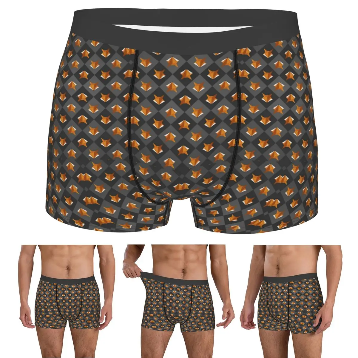 

Boxer Underpants Shorts Kitsune Geometric Fox Panties Men Ventilate Underwear for Homme Man Boyfriend Gift