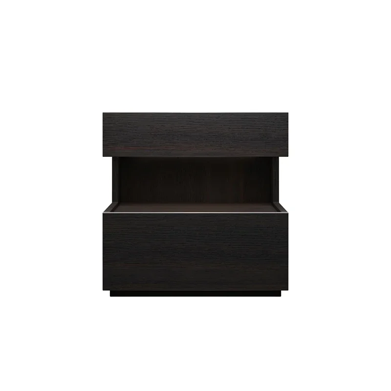 Italian minimalist suspended bedside table Hollow type with lamp solid wood  cabinet Nordic bedroom  storage