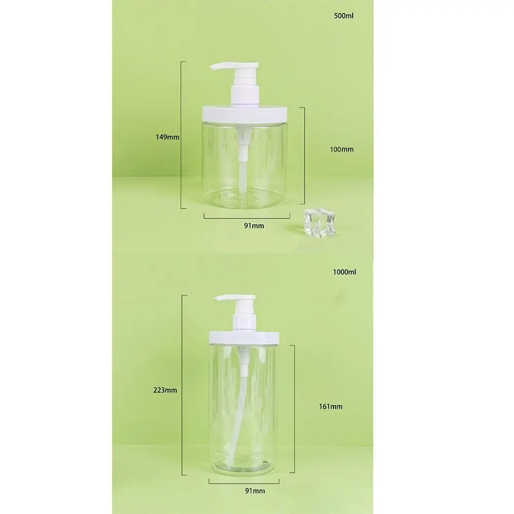Distributeur de bouteilles à pompe rechargeable de 500/1000ml, distributeur de savon de douche à large bouche, bouteilles de douche transparentes en PET, bouteille de rangement