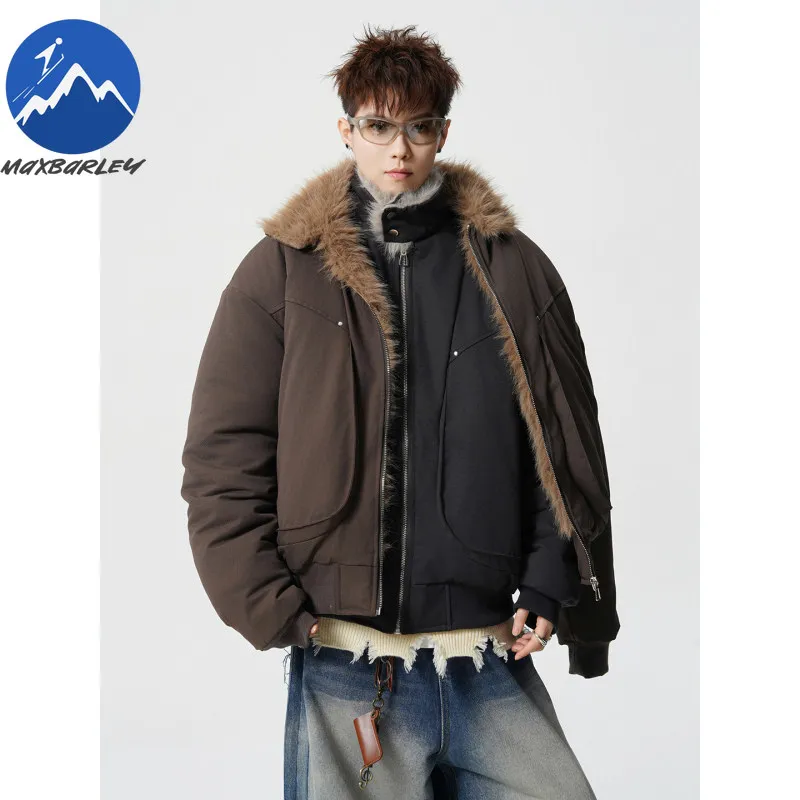 

Maxbarley унисекс зимняя лоскутная хлопковая куртка с меховым воротником короткая винтажная уличная одежда пара повседневное толстое теплое пальто в стиле ретро