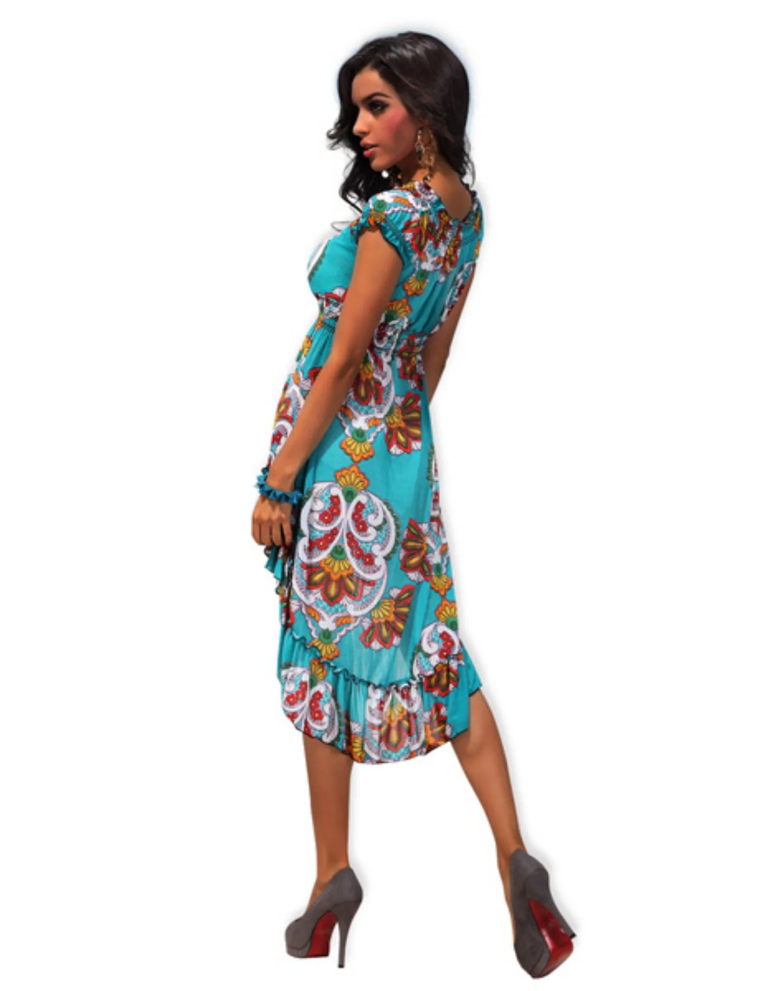 Robe longue d'été smockée à fleurs pour femmes, sans manches, à volants, bretelles Spaghetti, longue robe formelle de plage