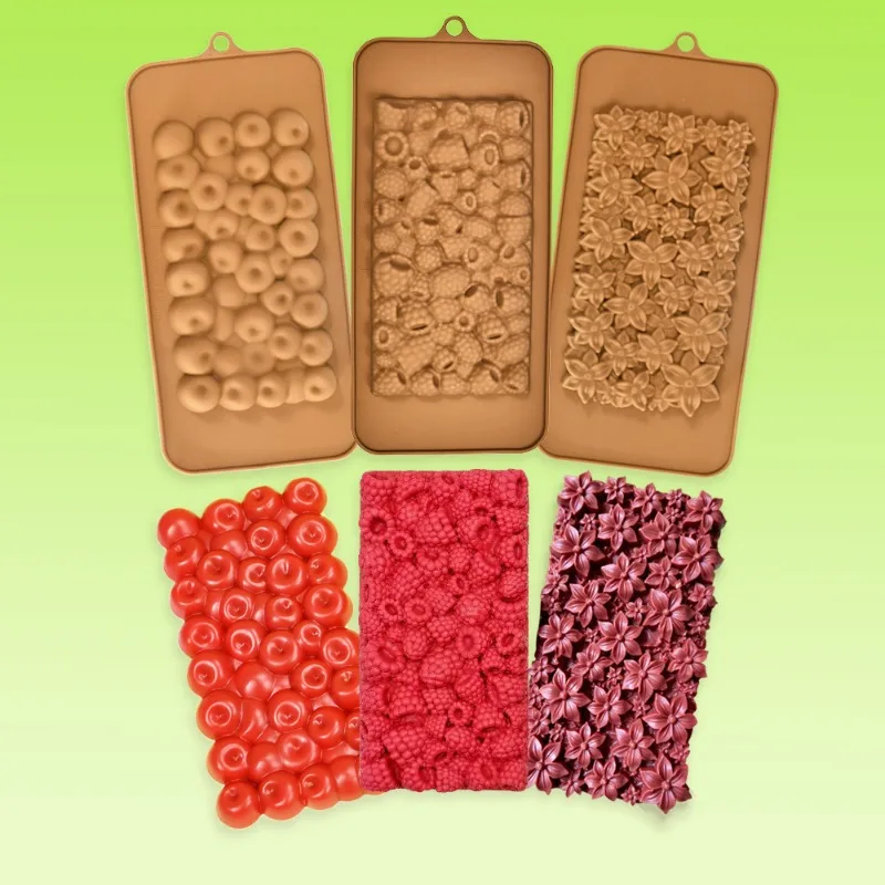 3D Flower Silicone Chocolate Mold Raspberry Fruit Pattern Fondant Chocolate Mousse Pudding Mould Cake Decor Tool Baking Supplies