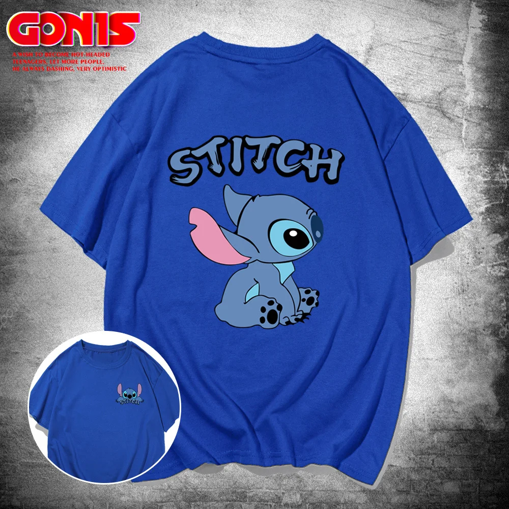 Stitch Short-sleeved T-shirt Summer Cartoon High School Student Casual Half-sleeve Boys Girls Anime Kawaii Cartoon