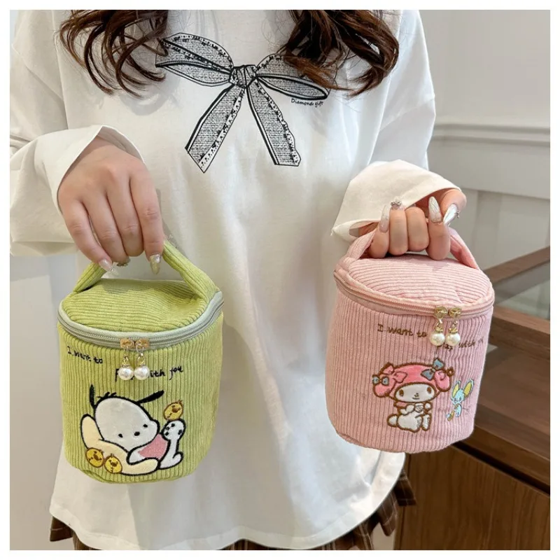 

New Cartoon Kulomi Japanese Large-capacity Makeup Portable Bucket Handheld Coin Wallet Bag Girl Heart Cosmetic Storage Bag