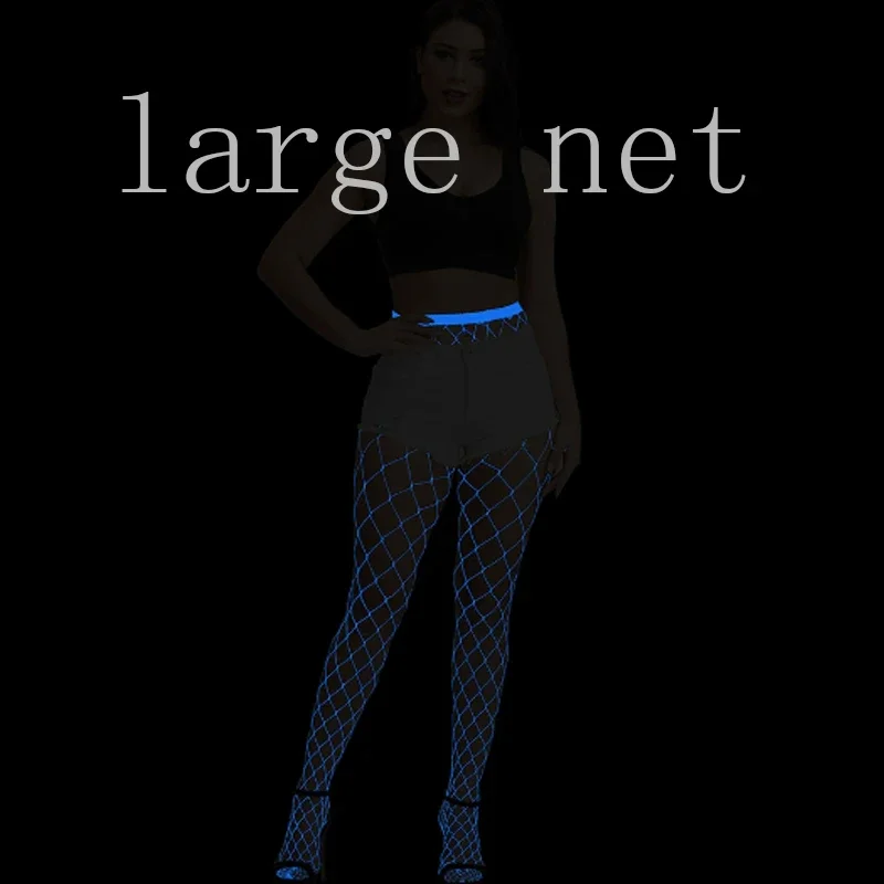 2 collants résille bleus qui brillent dans le noir. Bas néon Festival Collants. Collants UV lumière blanche Fluorescent Rave Outfit