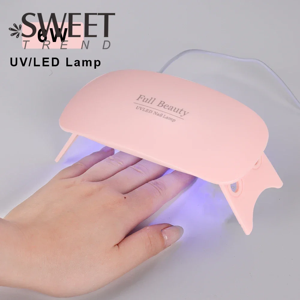 Mini lámpara UV LED para uñas, carga USB, 6W, 6LED, máquina de curado de esmalte de Gel, secador de uñas, herramientas profesionales para el hogar,