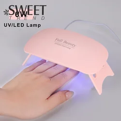 Mini lámpara UV LED para uñas, carga USB, 6W, 6LED, máquina de curado de esmalte de Gel, secador de uñas, herramientas profesionales para el hogar, 1 unidad