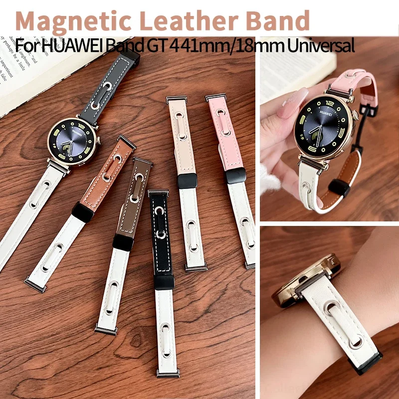 

18mm Magnetic Watchband for Huawei Watch GT 4 41mm Women Slim Leather Strap for HUAWEI GT 4 41mm Replacement Wristband Bracelet