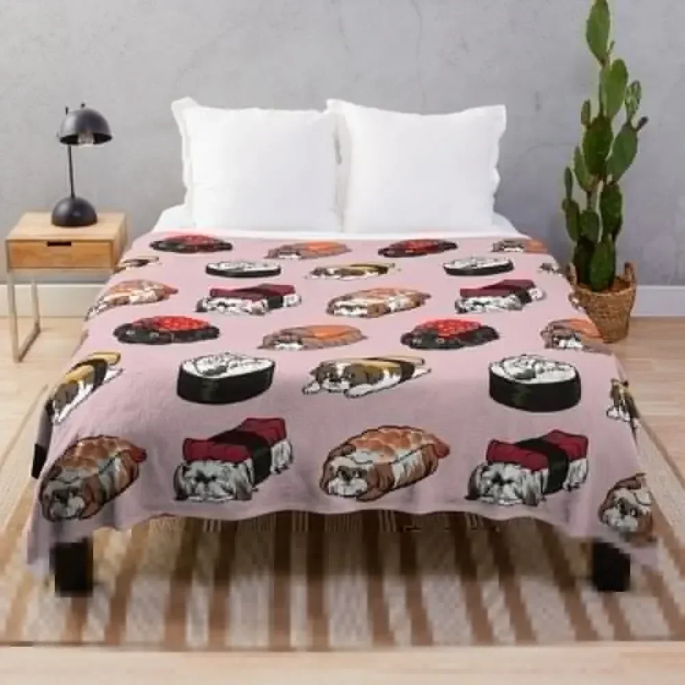 

Sushi Shih Tzu Throw Blanket Stain Resistant Cozy Warm Blanket
