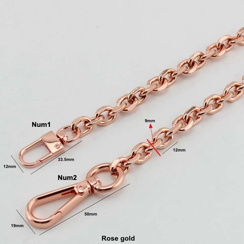 1 pc 5 pcs 9mm Rose gold ชุบขายส่งโซ่กระเป๋าสายคล้องคอ Handle อุปกรณ์เสริมคุณภาพสูง