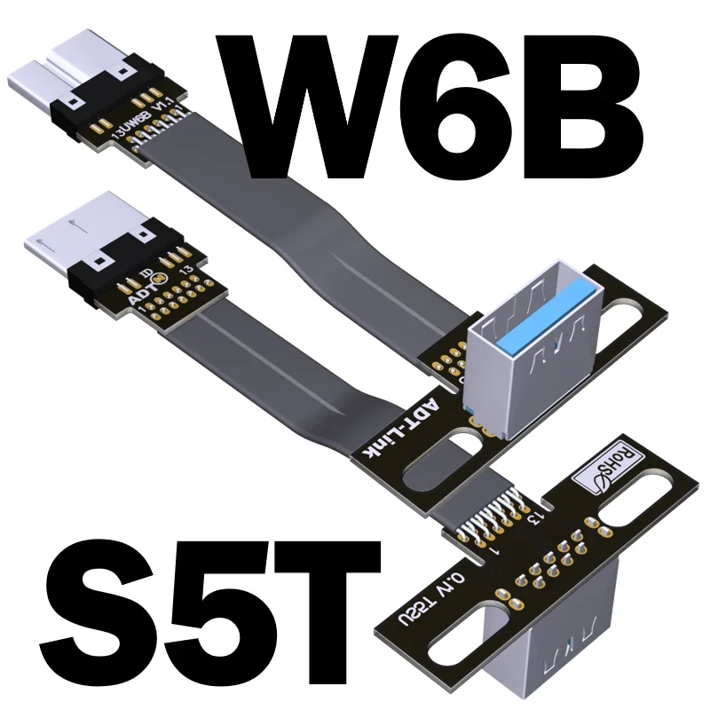 USB 3.0 Type-A «мама» к Micro-B «папа» Плоский и тонкий кабель FPC FPV для передачи данных под углом 90 градусов Поддержка OTG ADT