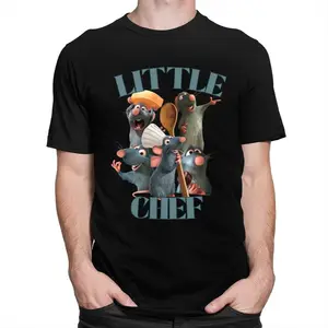 Ratatouille Little Chef Kurzarm Baumwollt -Shirt, Remy Collage t -Shirts, süßes Freizeit -T -Shirt, Plus Size -Kleidung 10 Hauptverkaufshemd - №4