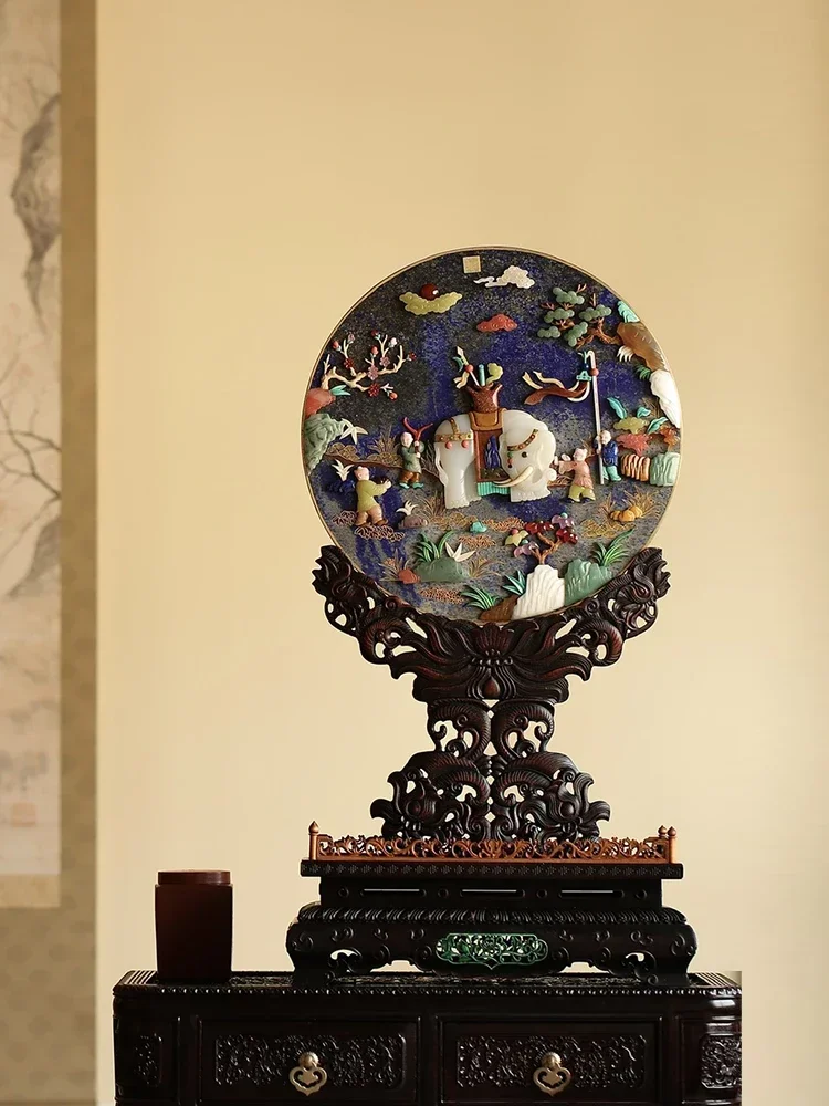 Vendite caldeLapislazzuli intarsiato con schermo del cerchio del tesoro