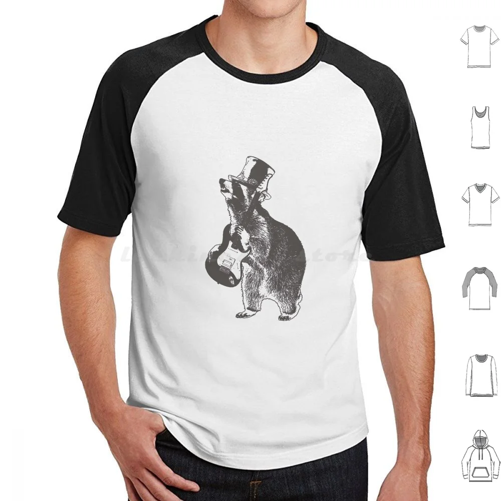 Raccoon Wielding Guitar T Shirt Cotton Men Women Diy Print Raccoon Animal Cute Dad Fathers Day Guitar Guitarist Guitar Player