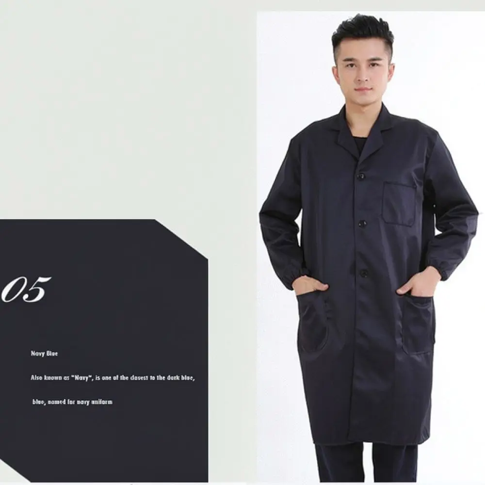 Mens Durable Industrial Work Smock Protective Uniform Long Sleeve Polyester Cotton Blend For Factory Maintenance Cargo Handling