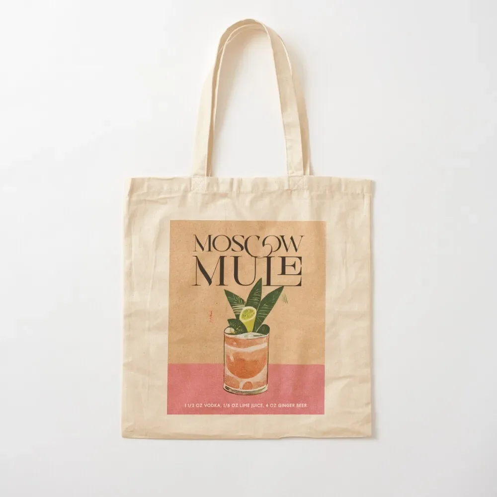 

Moscow Mule Retro Cocktail Poster Pink Table Bar Prints, Vintage Drinks, Recipe, Wall Art Tote Bag canvas bags Tote Bag