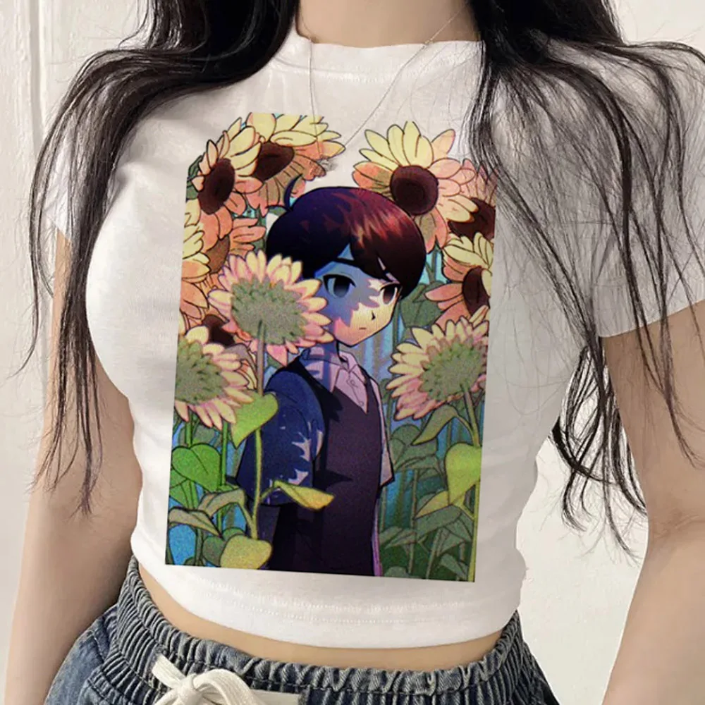 Omori cropped top girl manga cheap y2k cute graphic t shirt japanese summer clearance sales