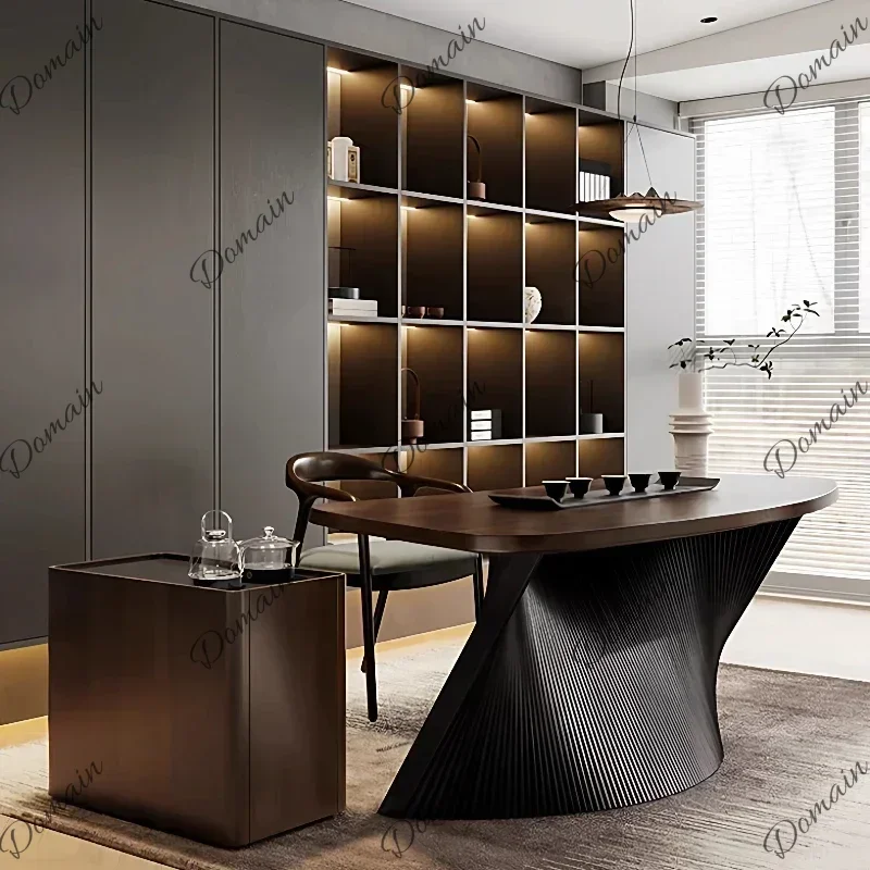 XX Room Desks Furniture Office Furniture Italian Minimalism Alien Designer Workbench Fan Shaped Studio Desk Computer Desk