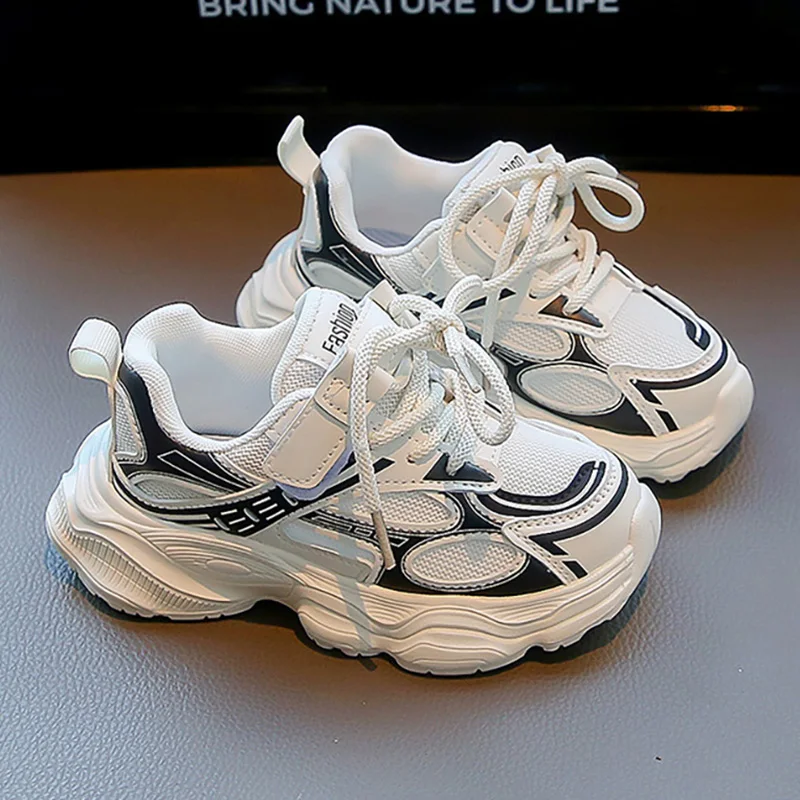 

Спортивная обувь из искусственной кожи для детей, трендовые модные подростковые детские кроссовки 2025 года, дышащие кроссовки на мягкой подошве для мальчиков и девочек