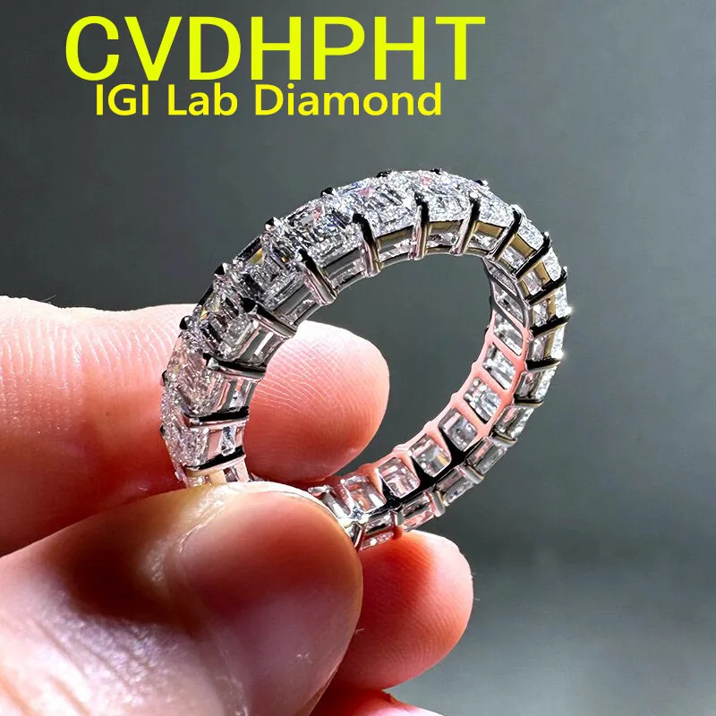 PlatinumPt950 Laboratory grown diamonds Creates Emerald Cut Diamond Eternal Wedding Rings In D-F Color Ranging From 0.2 Carats T